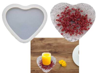 Kalp Bardak Altlığı Epoksi Reçine Kalıbı KHE597 - 1