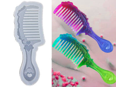 Kalp Desenli Tarak Epoksi Reçine Kalıbı KHE777 - 1