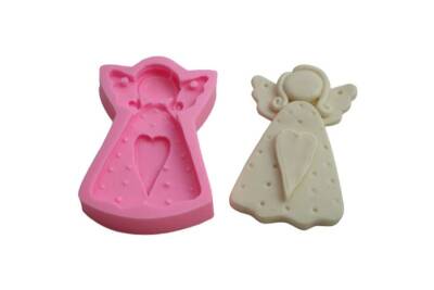 Kalp Detaylı Ayakta Duran Melek Silikon Kalıp KHME06 - 1