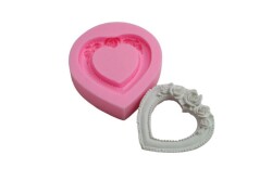 Kalp Güllü Çerçeve Silikon Kalıbı ÇE-43 - 