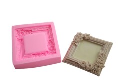 Kare Güllü Çerçeve Silikon Kalıbı ÇE-13 - 