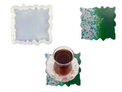 Kare Tırtıklı Bardak Altlığı Epoksi Reçine Kalıbı KHE353 - 2