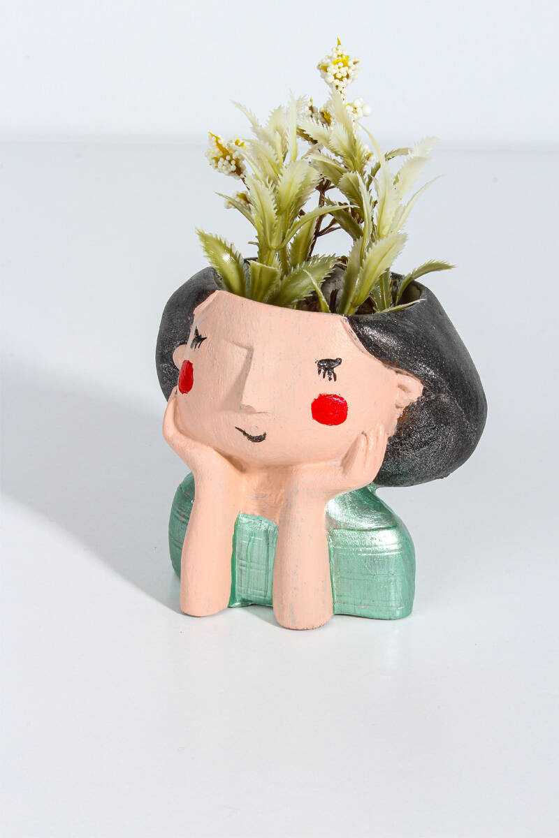 Kadın Figür Sukulent Beton Taş Tozu Silikon Kalıbı KHB70 - 2