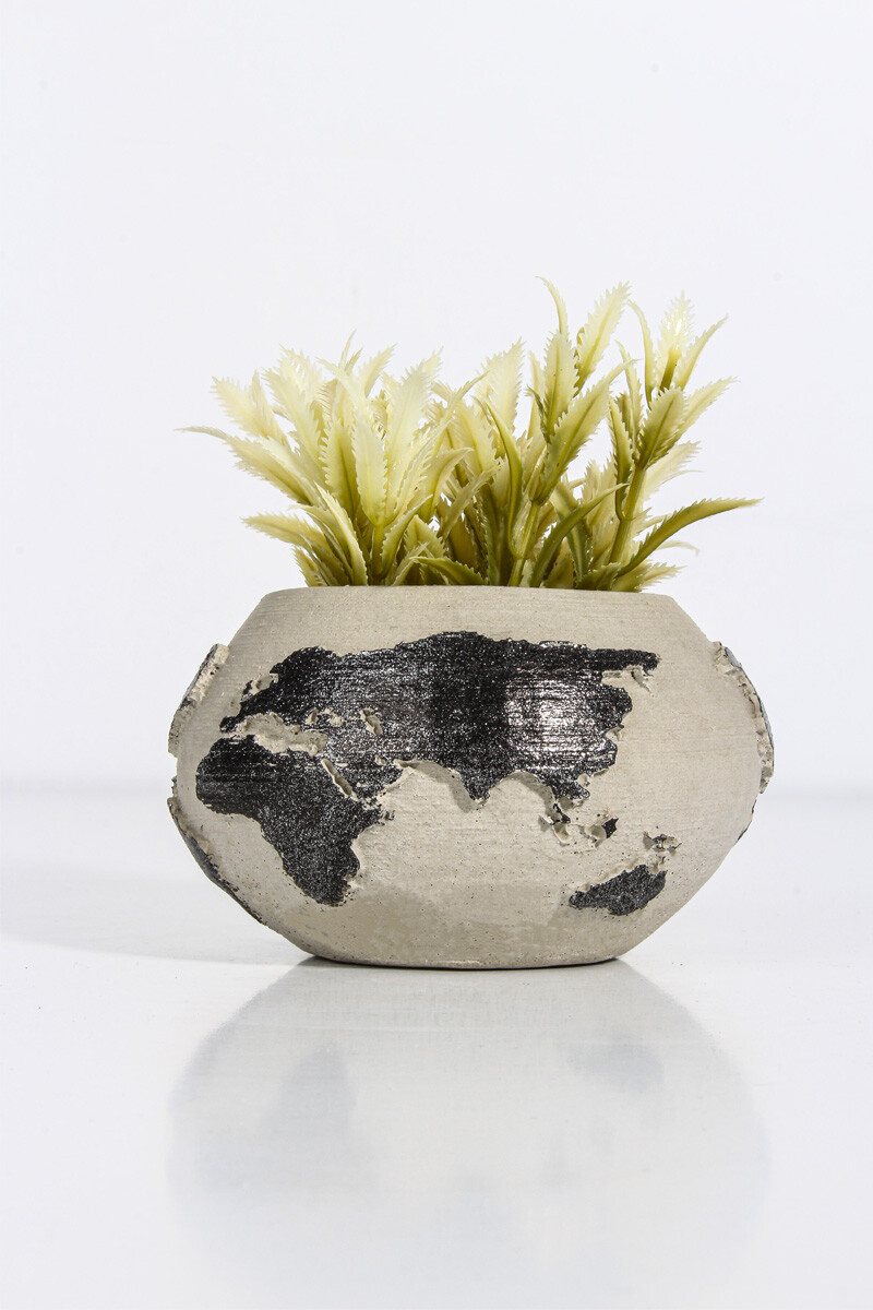 Harita Detaylı Sukulent Beton Taş Tozu Silikon Kalıbı KHB88 - 