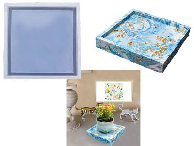 Küçük Kare Terrazo Epoksi Reçine Kalıbı KHE658 - 1