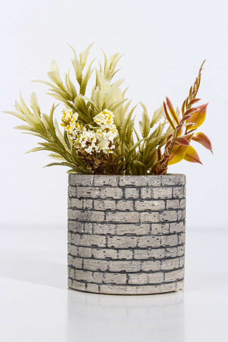 Tuğla Desenli Silindir Sukulent Beton Taş Tozu Silikon Kalıbı KHB52 - 