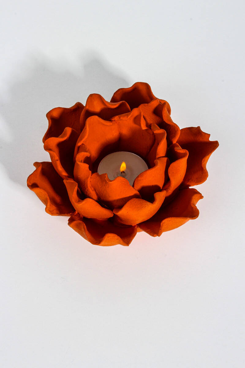 Lotus Çiçeği Mumluk Tealight Sukulent Beton Taş Tozu Silikon Kalıbı KHB142 - 3