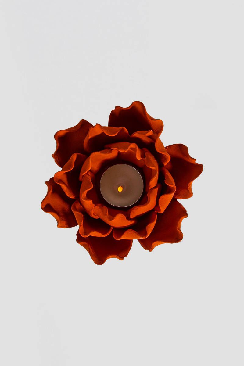 Lotus Çiçeği Mumluk Tealight Sukulent Beton Taş Tozu Silikon Kalıbı KHB142 - 4