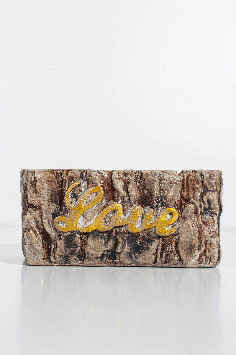 Love Yazı Detaylı Dikdörtgen Sukulent Beton Taş Tozu Silikon Kalıbı KHB11 - 