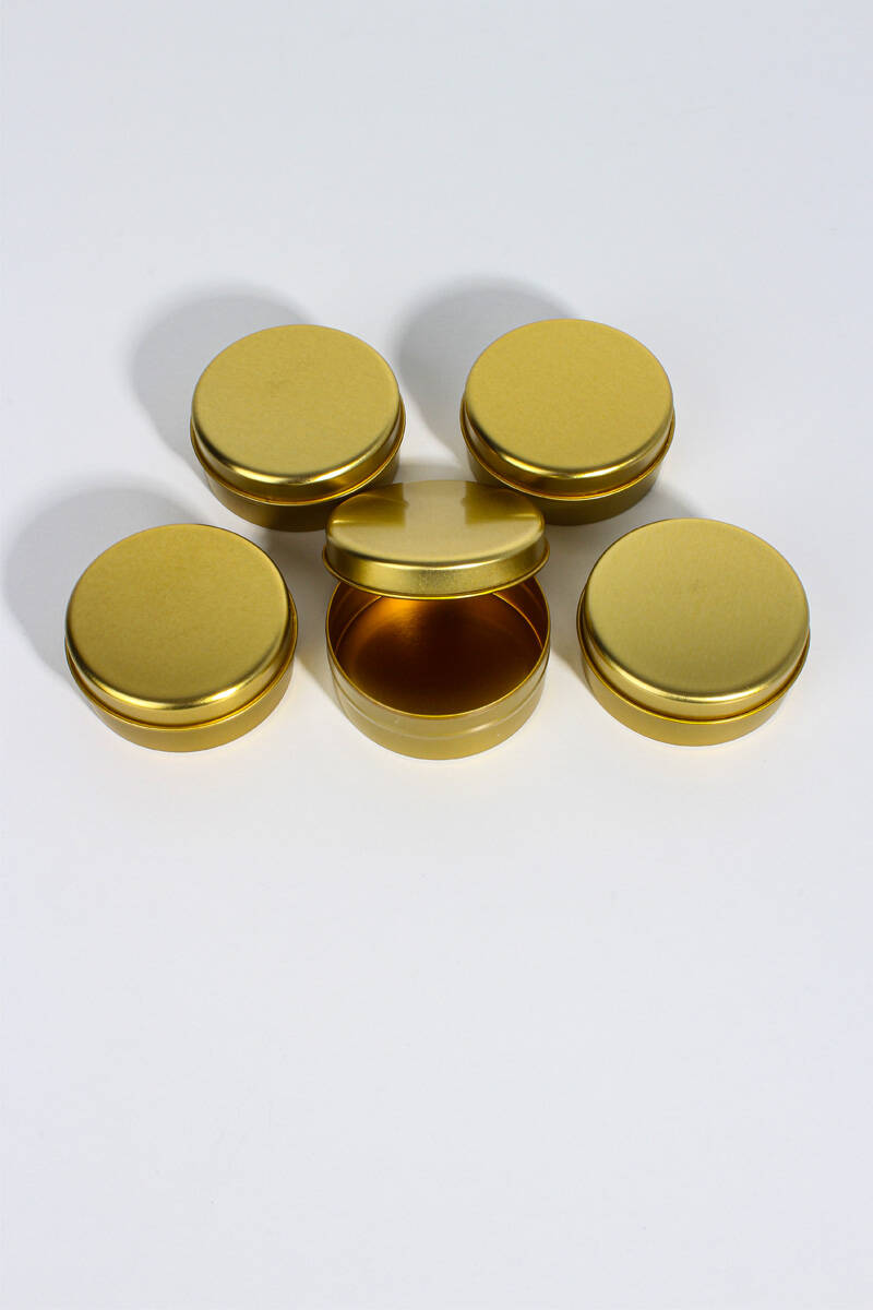 Altın Sarısı Metal Mum Kutuları 75CC 10Adet - 1