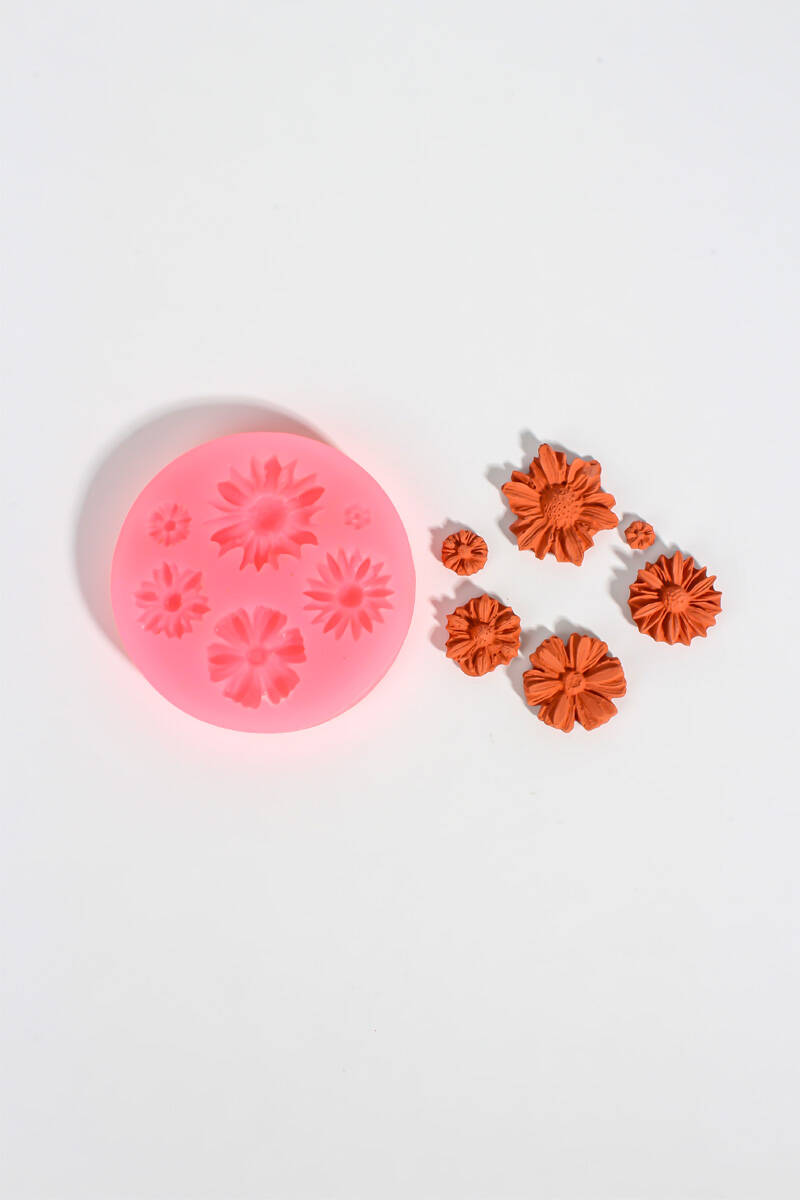 Mini Çiçek 6'lı Silikon Mum Kalıbı KHM283 - 1