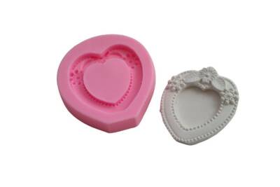 Mini Kalp Güllü Çerçeve Silikon Kalıbı ÇE-38 - 1