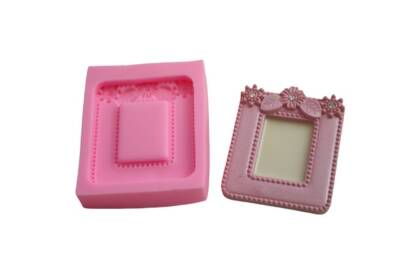 Mini Kare Güllü Çerçeve Silikon Kalıbı ÇE-35 - 1