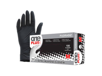 Nitril Eldiven Siyah Renk M Beden - 2