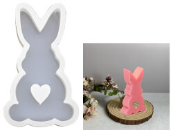 Oturan Dik Kulak Büyük Tavşan Epoksi Reçine Kalıbı EPK-671 - 