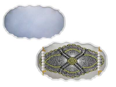 Oval Dalgalı Büyük Boy Tepsi Epoksi Reçine Kalıbı KHE618 - 1