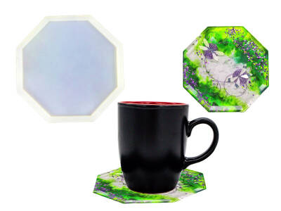 Sekizgen Bardak Altlığı Epoksi Reçine Kalıbı KHE348 - 1