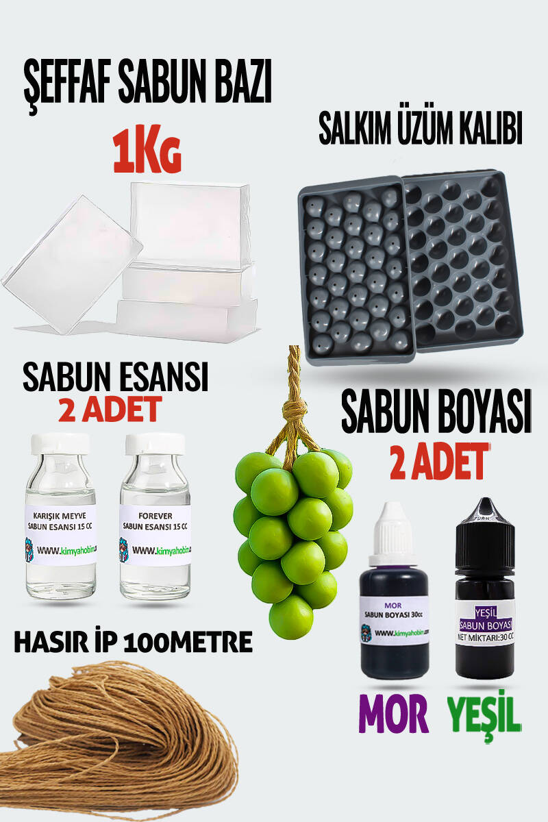 Salkım Üzüm Şeffaf Sabun Bazı Sabun Yapım Seti - 1