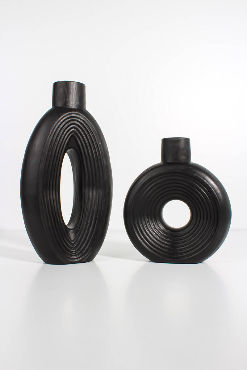 Vazo Dekoratif 2'li Set Beton Taş Tozu Silikon Kalıbı KHB140 - 1