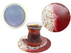 Yuvarlak Bardak Altlığı Epoksi Reçine Kalıbı KHE349 - 2