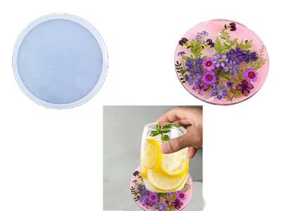 Yuvarlak Bardak Altlığı Epoksi Reçine Kalıbı KHE497 - 1