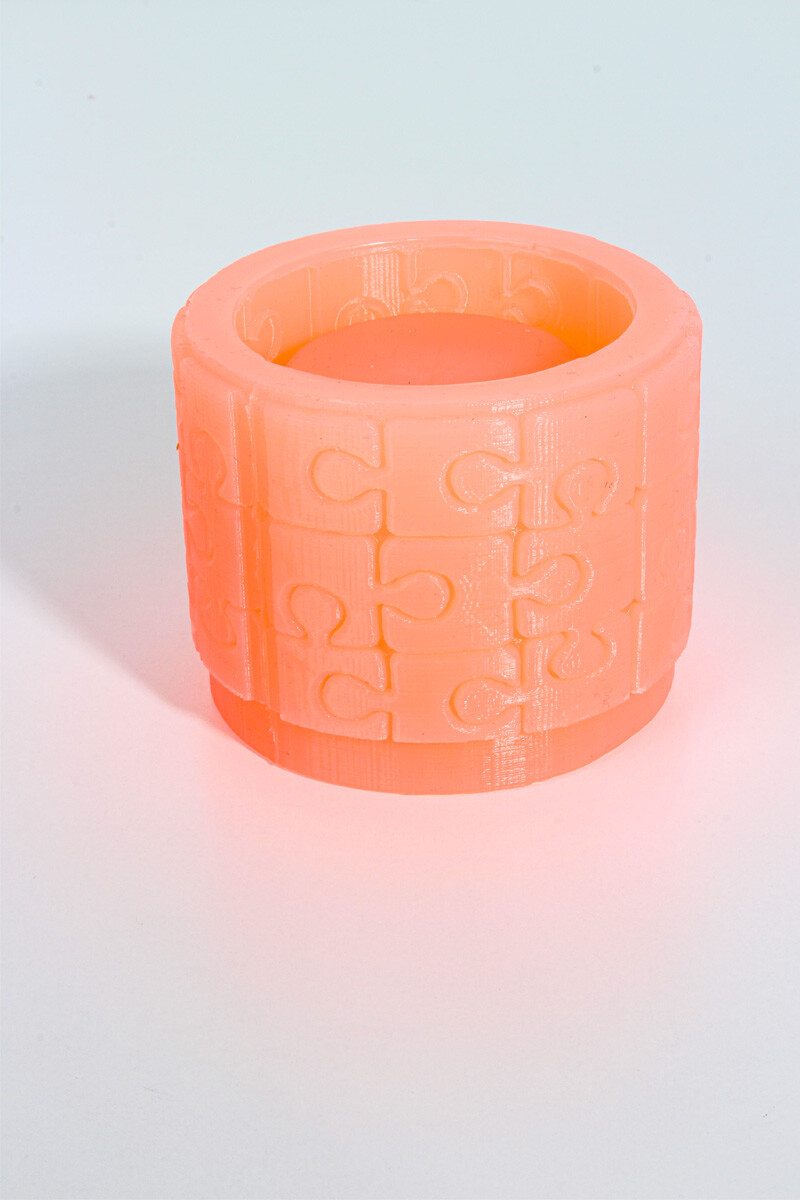 Puzzle Figür Silindir Sukulent Beton Taş Tozu Silikon Kalıbı KHB92 - 3