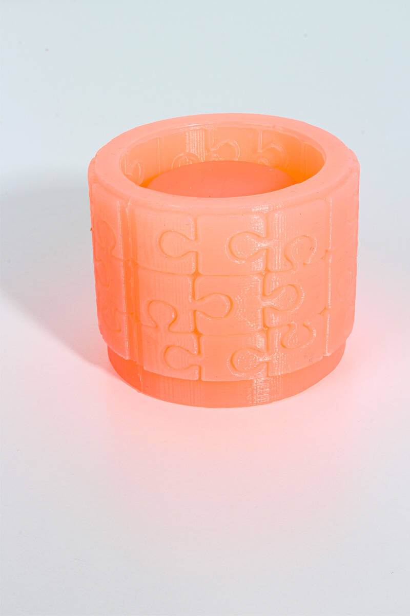 Puzzle Figür Silindir Sukulent Beton Taş Tozu Silikon Kalıbı KHB92 - 3