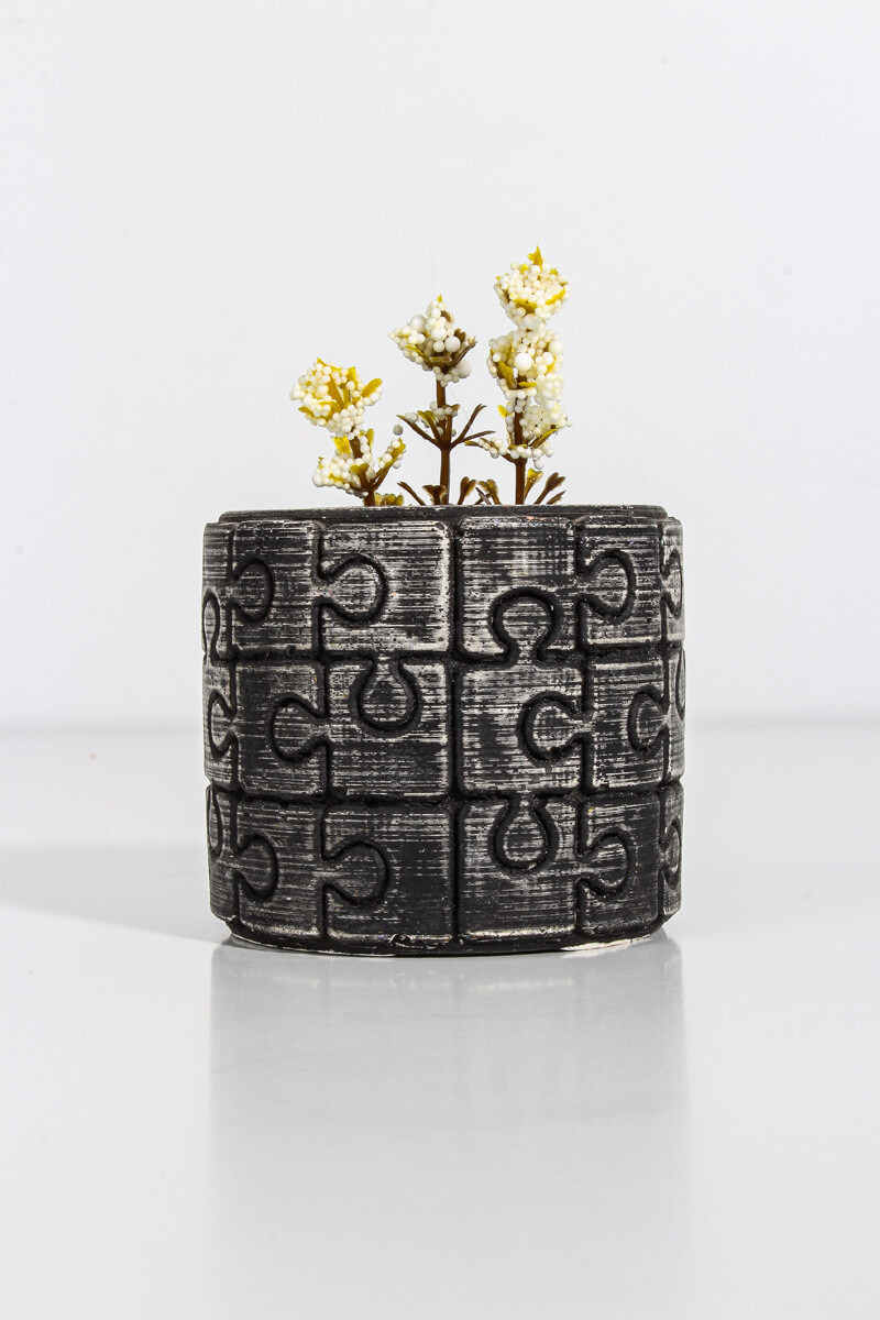 Puzzle Figür Silindir Sukulent Beton Taş Tozu Silikon Kalıbı KHB92 - 