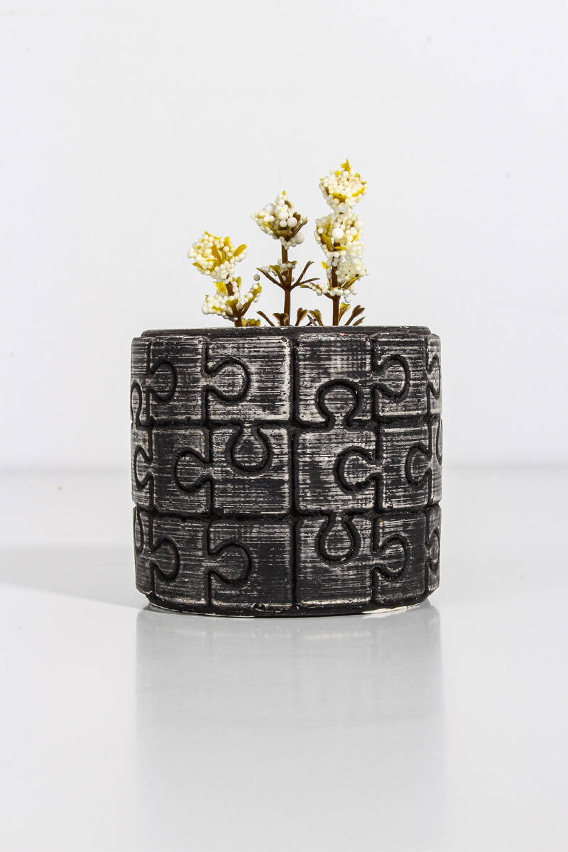 Puzzle Figür Silindir Sukulent Beton Taş Tozu Silikon Kalıbı KHB92 - 1